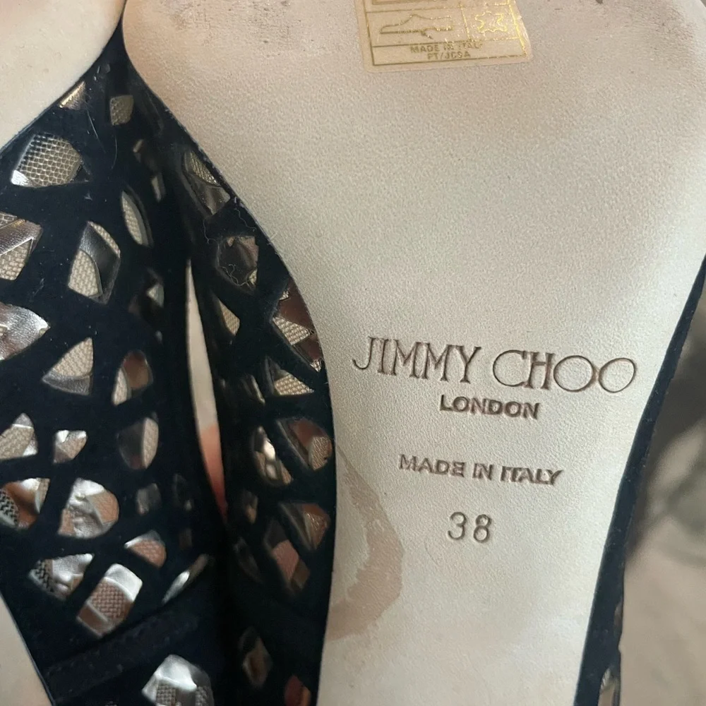 Jimmy Choo Anouk suede laser cut heels
